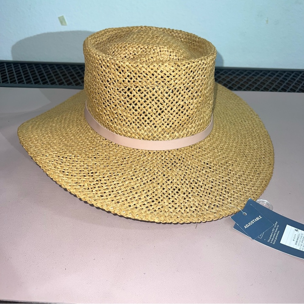 Universal Thread Straw Panama Hat Tan Wide Brim Summer Sun Hat Paper Braid Boho - Picture 5 of 10